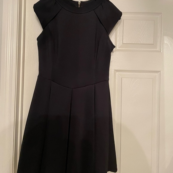 Ted Baker London Pleated Skater Dress with Mesh Panel Cap Sleeves - Picture 2 of 5